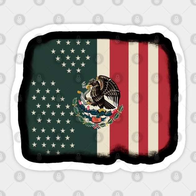 Mixed Mexican American Flag, Proud to be Mexican, Immigration Sticker by Pattyld